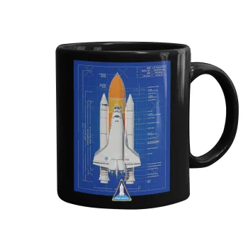 Nasa Space Shuttle, Κούπα Μαύρη, κεραμική, 330ml