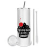 Tumbler stainless steel 600ml, with metal straw & cleaning brush