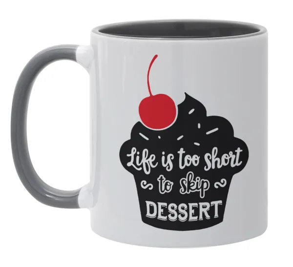 Life is too short — Κούπα χρωματιστή γκρι, κεραμική, 330ml