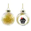Transparent Christmas tree ball ornament with gold filling 8cm
