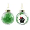 Transparent Christmas tree ball ornament with green filling 8cm