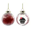 Transparent Christmas tree ball ornament with red filling 8cm