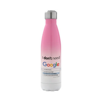 I don't need Google my dad..., Metal mug thermos Pink/White (Stainless steel), double wall, 500ml