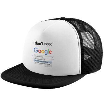 I don't need Google my dad..., Καπέλο Ενηλίκων Soft Trucker με Δίχτυ Black/White (POLYESTER, ΕΝΗΛΙΚΩΝ, UNISEX, ONE SIZE)