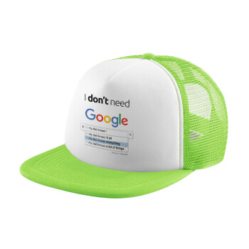 I don't need Google my dad..., Καπέλο Soft Trucker με Δίχτυ Πράσινο/Λευκό