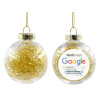 Transparent Christmas tree ball ornament with gold filling 8cm