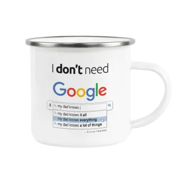 I don't need Google my dad..., Κούπα Μεταλλική εμαγιέ λευκη 360ml