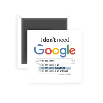 I don't need Google my dad..., Μαγνητάκι ψυγείου τετράγωνο διάστασης 5x5cm