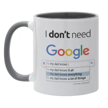 I don't need Google my dad..., Mug colored grey, ceramic, 330ml