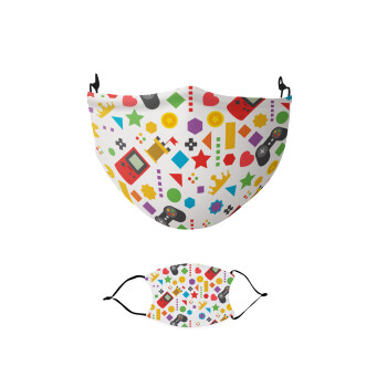 Gaming Symbols, Μάσκα υφασμάτινη παιδική πολλαπλών στρώσεων με υποδοχή φίλτρου