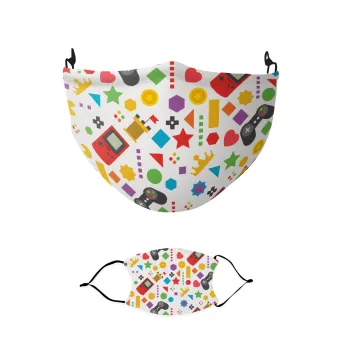 Gaming Symbols, Μάσκα υφασμάτινη παιδική πολλαπλών στρώσεων με υποδοχή φίλτρου
