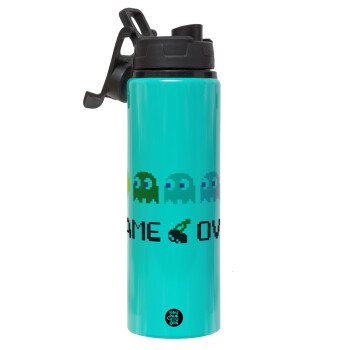 GAME OVER pac-man, Metallic water bottle with safety lid, 850ml aluminum