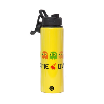 GAME OVER pac-man, Metallic water bottle with safety lid, 850ml aluminum