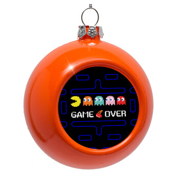 GAME OVER pac-man, Orange Christmas tree ornament bauble 8cm