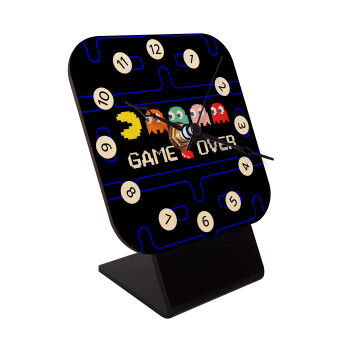 GAME OVER pac-man, Quartz Table clock in natural wood (10cm)