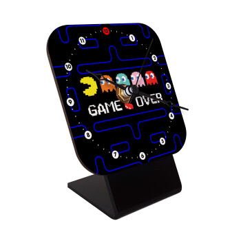 GAME OVER pac-man, Quartz Wooden table clock with hands (10cm)