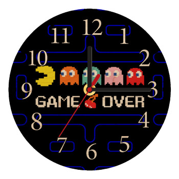 GAME OVER pac-man, Ρολόι τοίχου ξύλινο plywood (20cm)