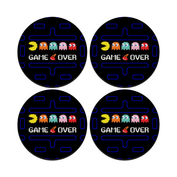 GAME OVER pac-man, SET of 4 round wooden coasters (9cm)
