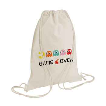 GAME OVER pac-man, Backpack bag GYMBAG natural (28x40cm)