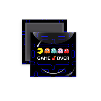 GAME OVER pac-man, Μαγνητάκι ψυγείου τετράγωνο διάστασης 5x5cm
