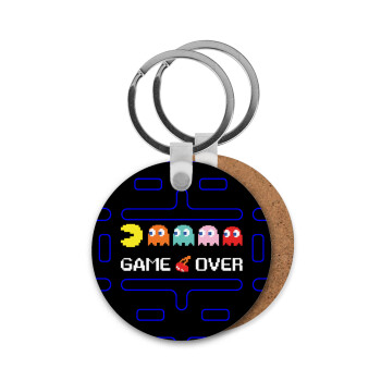 GAME OVER pac-man, Μπρελόκ Ξύλινο στρογγυλό MDF Φ5cm