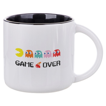 GAME OVER pac-man, Κούπα κεραμική 400ml Λευκή/Μαύρη