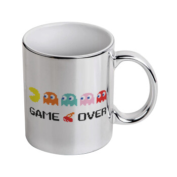 GAME OVER pac-man, Mug ceramic, silver mirror, 330ml