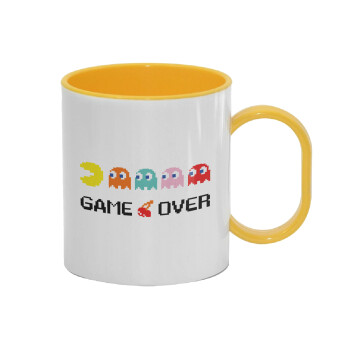 GAME OVER pac-man, Κούπα (πλαστική) (BPA-FREE) Polymer Κίτρινη για παιδιά, 330ml