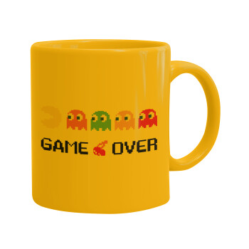 GAME OVER pac-man, Ceramic coffee mug yellow, 330ml (1pcs)
