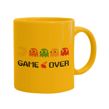 GAME OVER pac-man, Ceramic coffee mug yellow, 330ml