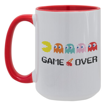 GAME OVER pac-man, Κούπα Mega 15oz, κεραμική Κόκκινη, 450ml