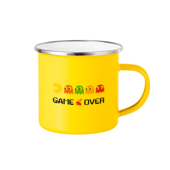 GAME OVER pac-man, Κούπα Μεταλλική εμαγιέ Κίτρινη 360ml