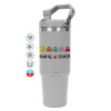 ΓΚΡΙ χρώματος Θερμός Ανοξείδωτο 890ml (30oz) με χερούλι