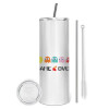 Tumbler stainless steel 600ml, with metal straw & cleaning brush