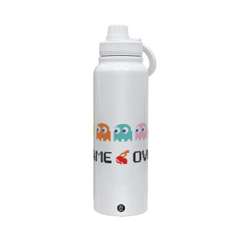 GAME OVER pac-man, 1L Stainless Steel Thermal Bottle with Phone Holder & Double Wall Insulation