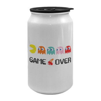 GAME OVER pac-man, Κούπα ταξιδιού μεταλλική με καπάκι (tin-can) 500ml