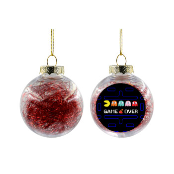 GAME OVER pac-man, Χριστουγεννιάτικη μπάλα δένδρου διάφανη με κόκκινο γέμισμα 8cm
