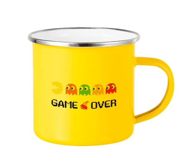 GAME OVER pac-man — Yellow Enamel Metallic Cup 360ml