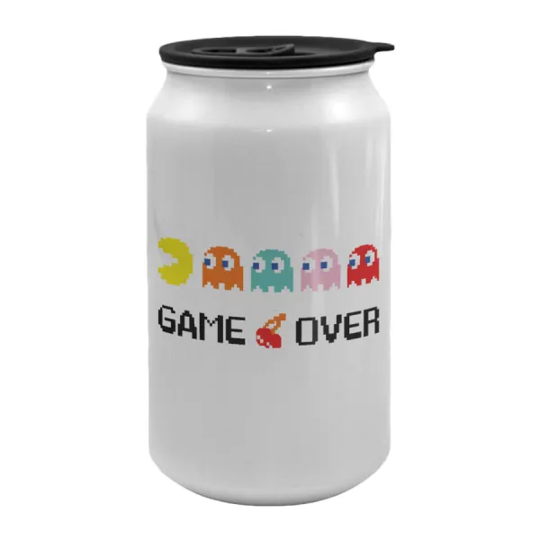GAME OVER pac-man — Metal travel mug with lid (tin can), 500ml