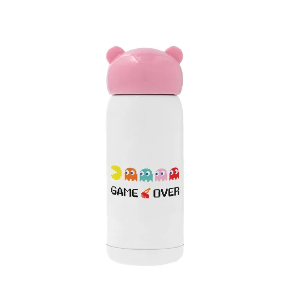 GAME OVER pac-man — Pink stainless steel thermal flask, 320ml
