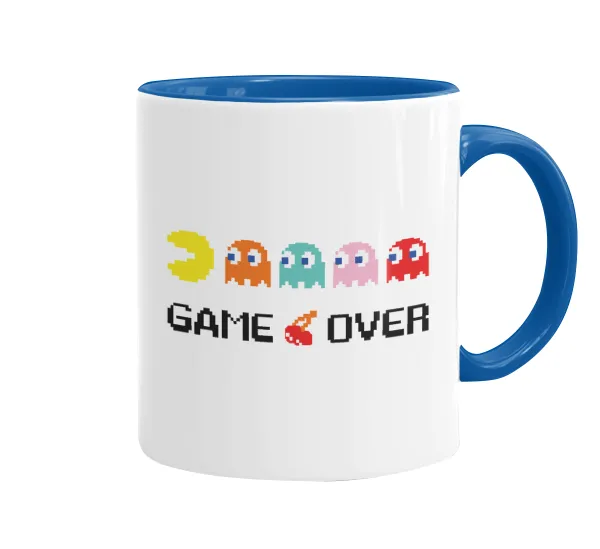 GAME OVER pac-man — Mug colored blue, ceramic, 330ml