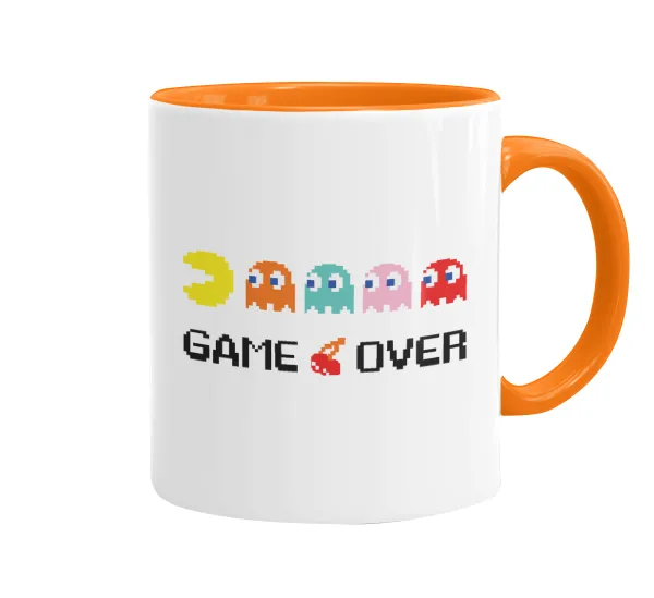 GAME OVER pac-man — Mug colored orange, ceramic, 330ml