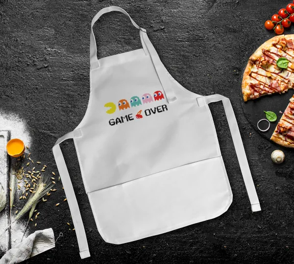 GAME OVER pac-man — Kids' full-length chef apron (adjustable, with 2 pockets)