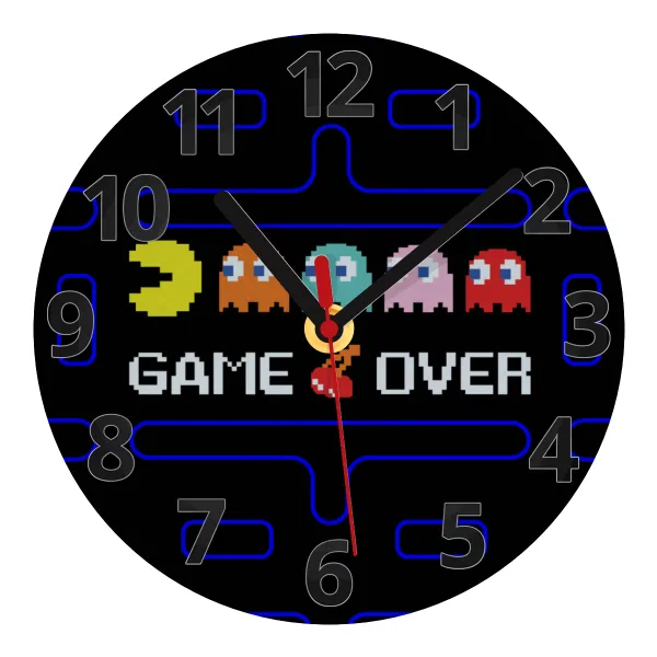 GAME OVER pac-man — Ρολόι τοίχου γυάλινο 20cm