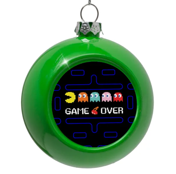 GAME OVER pac-man — Green Christmas tree ornament bauble 8cm