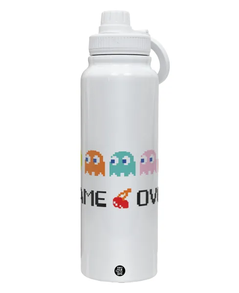 GAME OVER pac-man — 1L Stainless Steel Thermal Bottle with Phone Holder & Double Wall Insulation