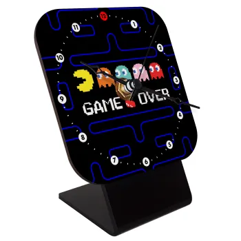 GAME OVER pac-man, Επιτραπέζιο ρολόι ξύλινο με δείκτες (10cm)