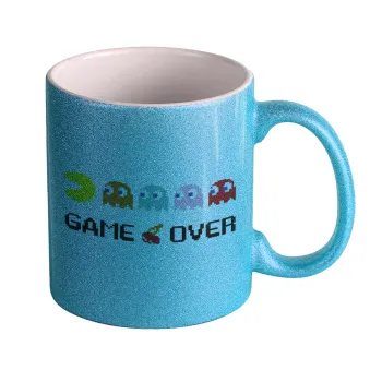 GAME OVER pac-man, Κούπα Σιέλ Glitter που γυαλίζει, κεραμική, 330ml