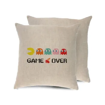 GAME OVER pac-man, Μαξιλάρι καναπέ ΛΙΝΟ 40x40cm περιέχεται το  γέμισμα