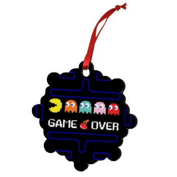 GAME OVER pac-man, Christmas ornament snowflake wooden 7.5cm